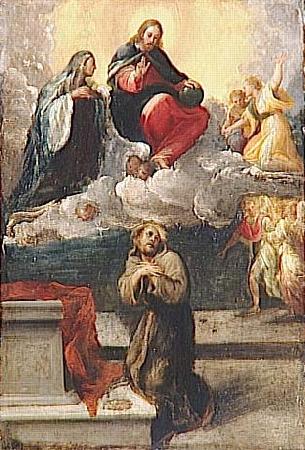 Pietro Faccini Christ and the Virgin Mary appear before St. Francis of Assisi Sweden oil painting art